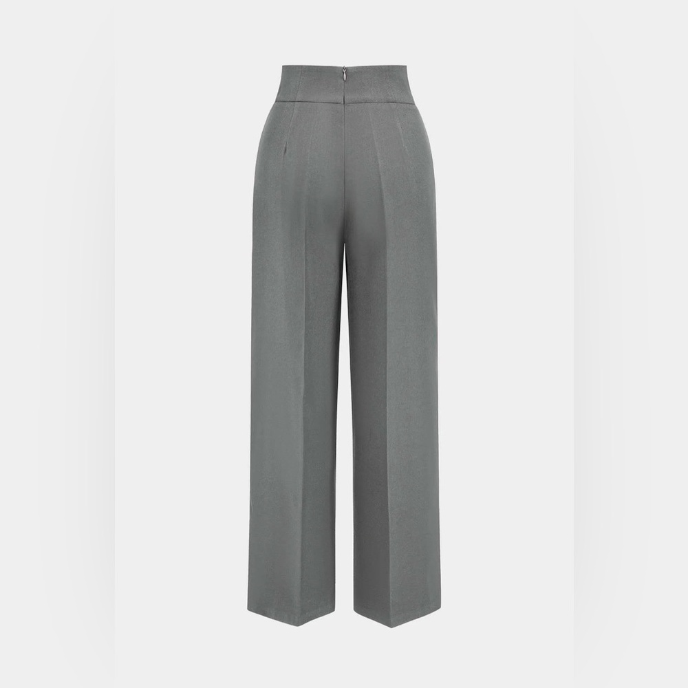 Micas Basic High-Waisted Wide Leg Trousers S UP-12 - Picture 4 of 5